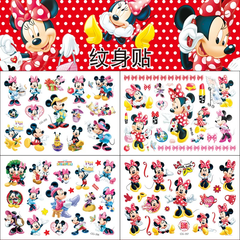 Disney Original Mickey Mouse Tattoo Sticker Classic Cartoon Action Figure Mickey Minnie Birthday Christmas Gift for Girls