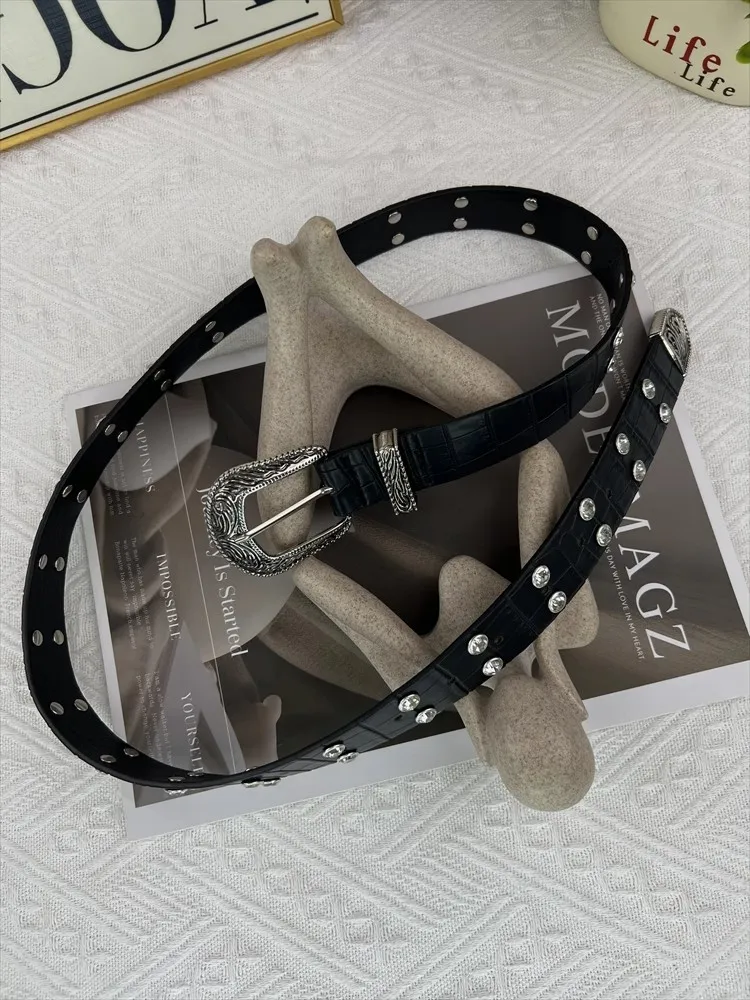 المرأة موضة الماس مطرز بولي Leather الجلود مشد الإناث Cummerbund معطف حزام فستان Decration حزام عريض J1380