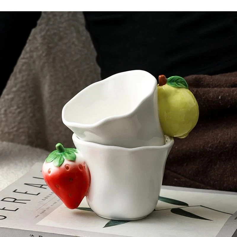 Simulated Fruits Handle Mug Fun Ceramic Cups Dining Table Coffee Mugs Afternoon Tea Teacup Water Cup Fruits Juice Container