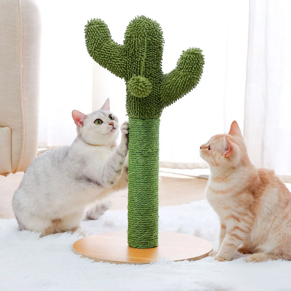 Cute Cactus Pet Cat Tree Toy with Ball Scratching Post for  Kitten Climbing Mushroom Condo Protecting