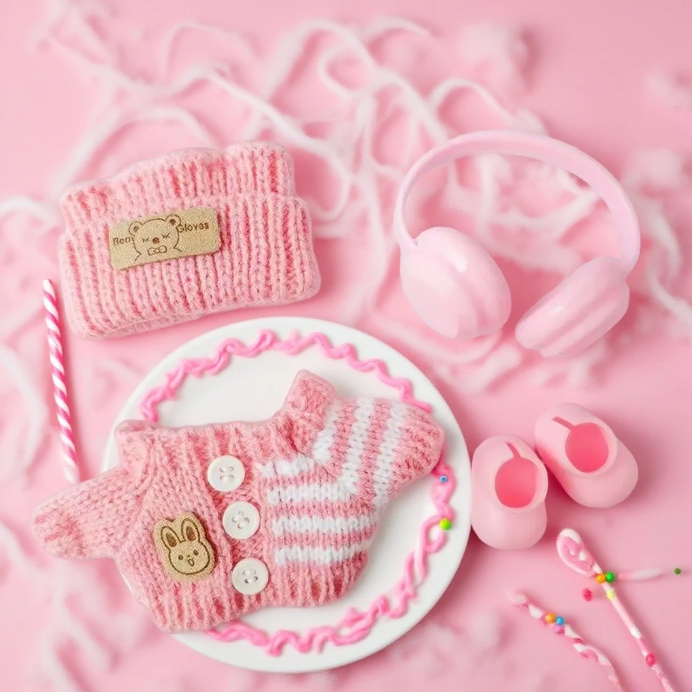 

Ropa Labubu Doll Clothes Outfit Accessories For 15/17cm Labubu V2 V1 Plush Doll's Clothing Colorful Sweater Kid Toy Girl Gift