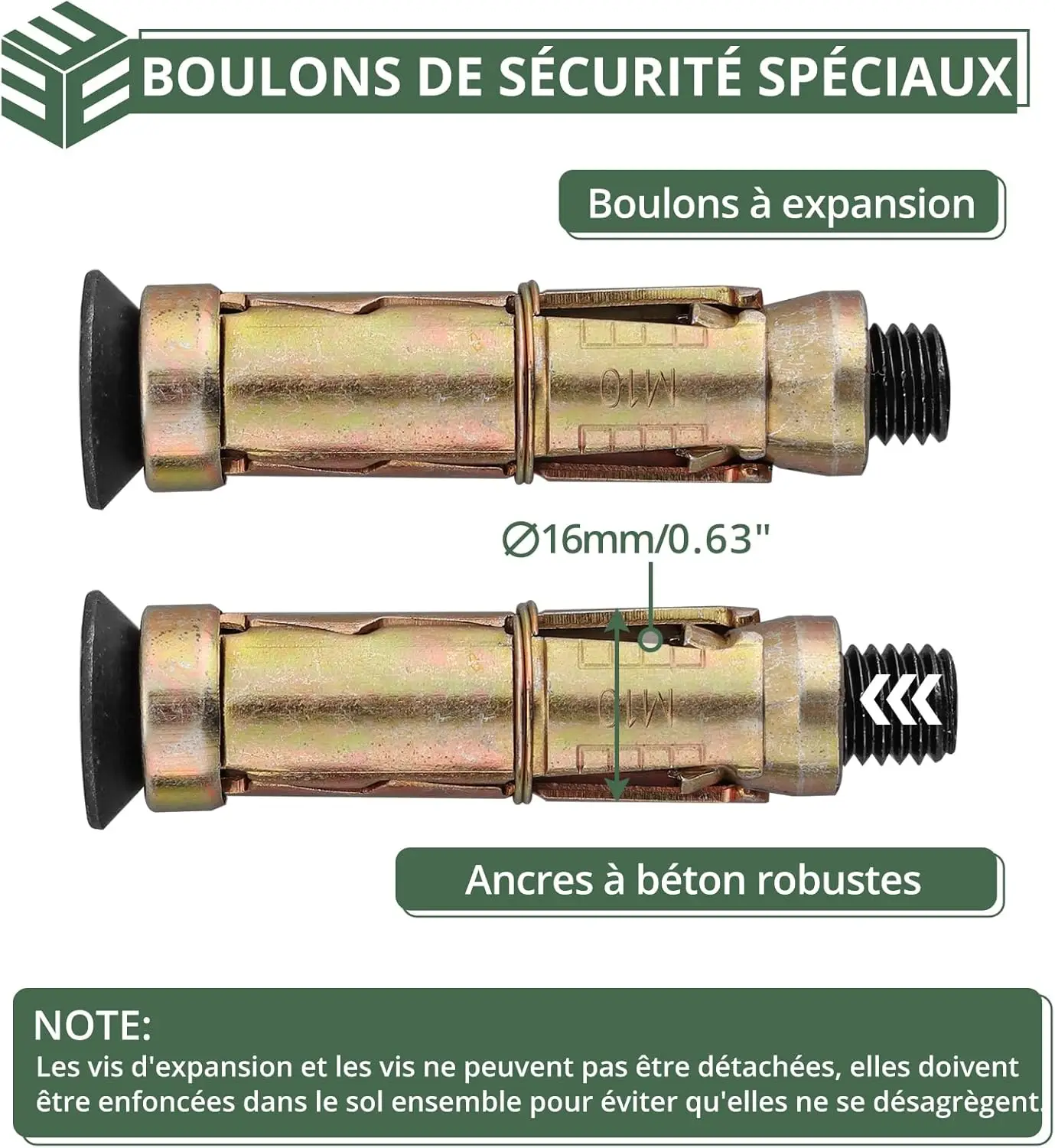 Ancrage au Sol Antivol: Chaîne Segurité en Acier Haute Rresistance pour виlo Moto Bateau - تثبيت Sol/Mur SÜre et Stable