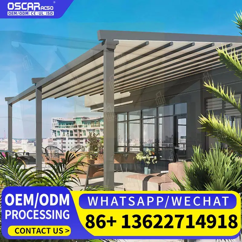 

Motorized Waterproof Outdoor Aluminium Pergola Brackets Modern Decorative for Garden Patio Backyard Retractable Canopy Pergola