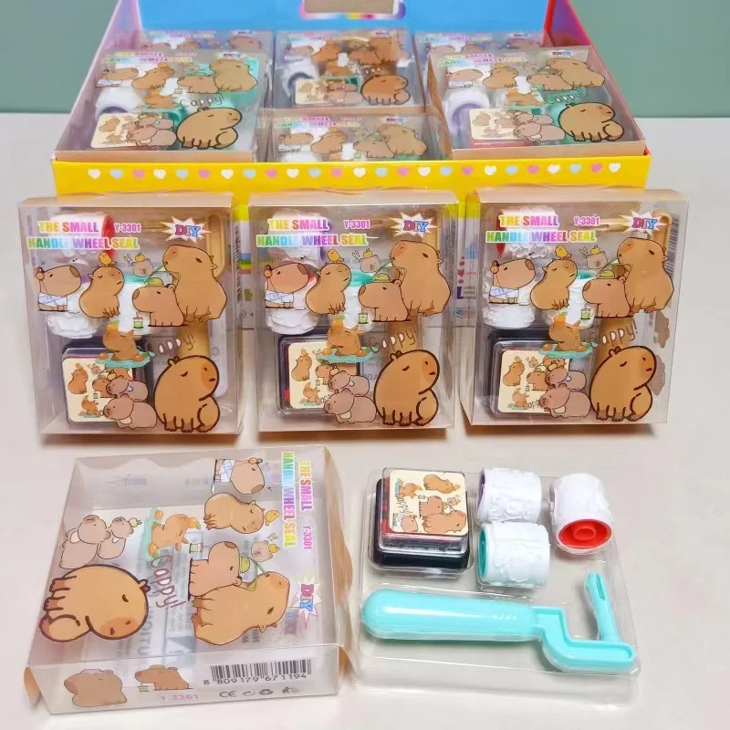 1Pcs Capybara Animal Pattern Rolling Stamp DIY Creative Seal Graffiti Handbook DIY Roller Decoration Stationery Art Supplies