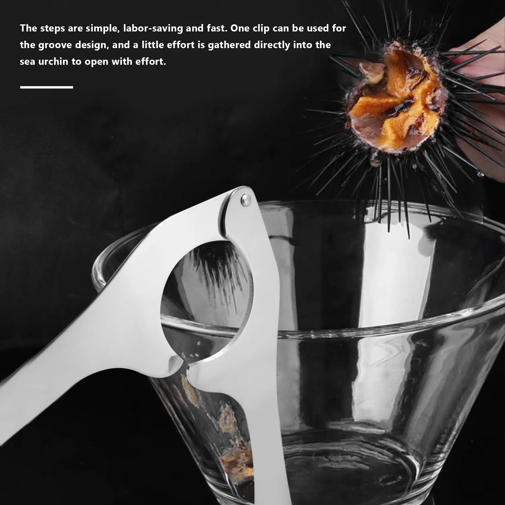 The New Stainless Steel Sea Urchin Shell Cutting Shears Labor Saving Sea Urchin Shell Opening Tools Scissors Kitchen Gadgets