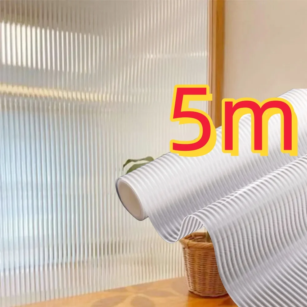 New Reeded Glass Window Privacy Film Opaque UV Protection Static Stripe Decorative Window Film Anti-peep Glass Frosted Film