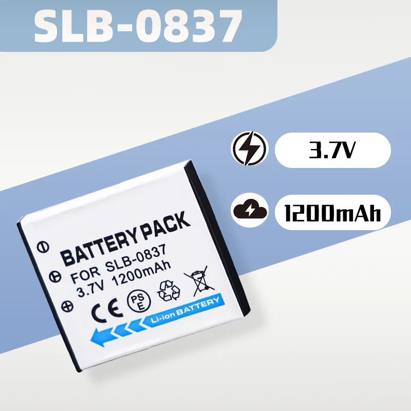 

3.7V 1200mAh Li-ion Battery for Samsung SLB-0837,Fit L80/i6 PMP/i70/i70S & L50/60/700/73/83T, I6/I70/NV3/NV7/NV5/Digimax Cameras