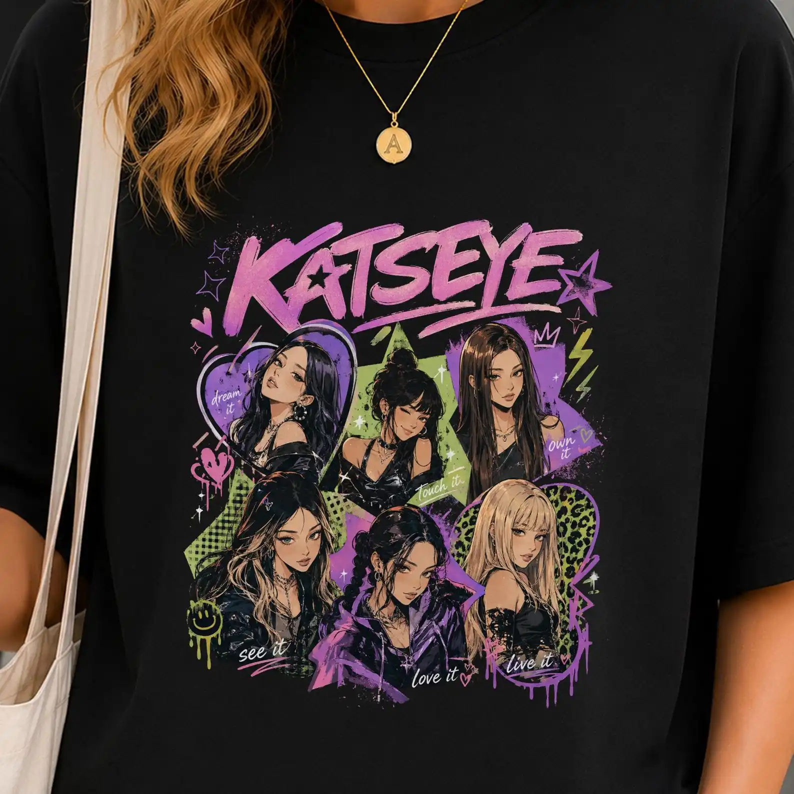 Fashion Katseye Wildworld Chaos Tour T-shirt Women Vintage Graphic Round Neck Short Sleeve Y2K Tops Katseye Tshirt for Fan Gift