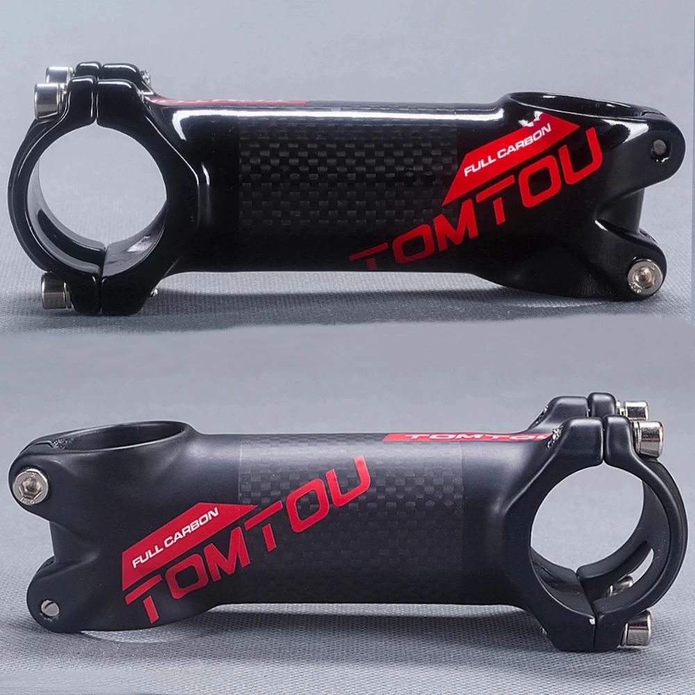 

TOMTOU Bike Stem Aluminum + Carbon Stem Road or MTB Bicycle Parts Red Logo Fork 28.6mm Handlebar 31.8mm