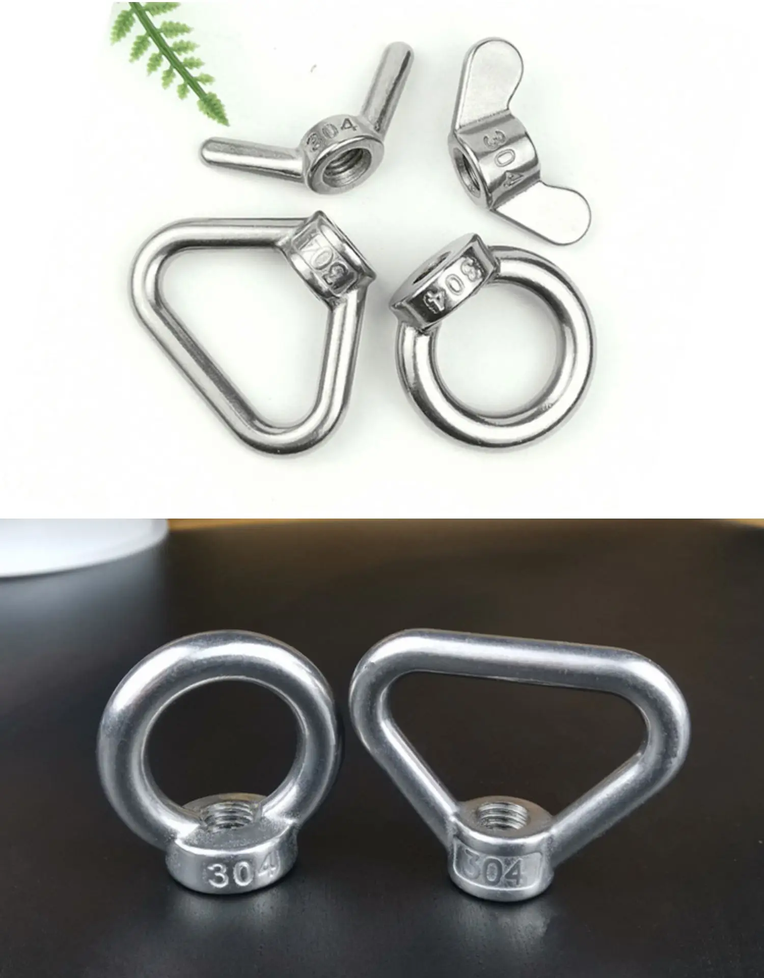1-2pc Lifting Eye Nuts Bolt M3 M4 M5 M6 M8 M10 M12 Female Thread 304 Stainless Steel Round Triangle Ring Eye Thumb Nut