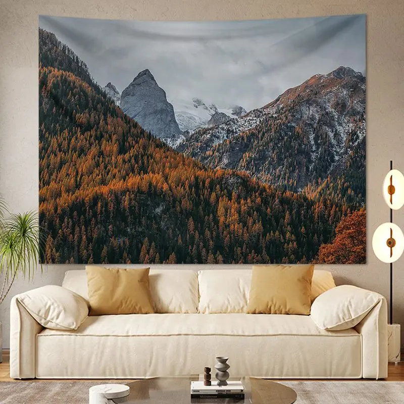 VIKAMA Mist Layer Mountain Scenery Tapestry, HD Wear-Resistant Background Cloth for Atmospheric Living Room Decor
