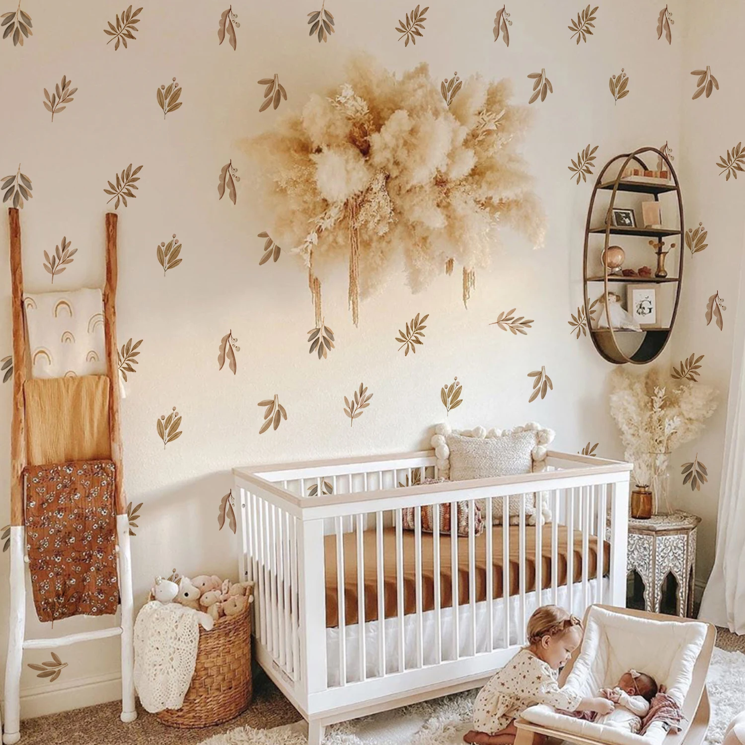 Boho Falling Flowers Wall Stickers for Children\'s Room Home Decor Living Room vinilo decorativo pared infantil Kids Stickers