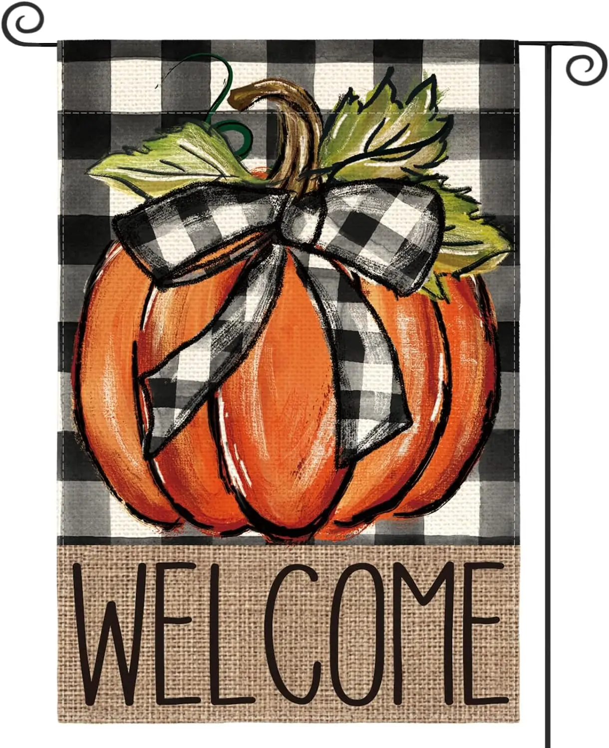 

AVOIN colorlife Fall Pumpkin Welcome Garden Flag Double Sided, Autumn Thanksgiving Holiday Harvest Buffalo Plaid Yard Outdoor De