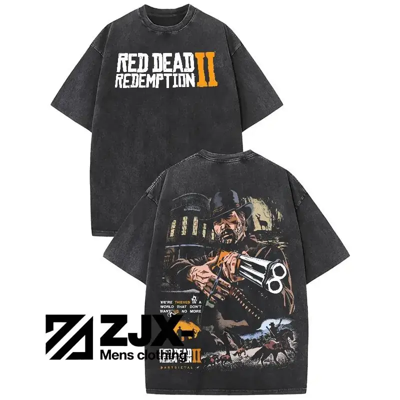 Red Dead Redemption 2 Arthur Morgan Graphic Tshirt Men Women Clothing Short Sleeve Cotton T-shirts Washed Tee Harajuku T Shirt