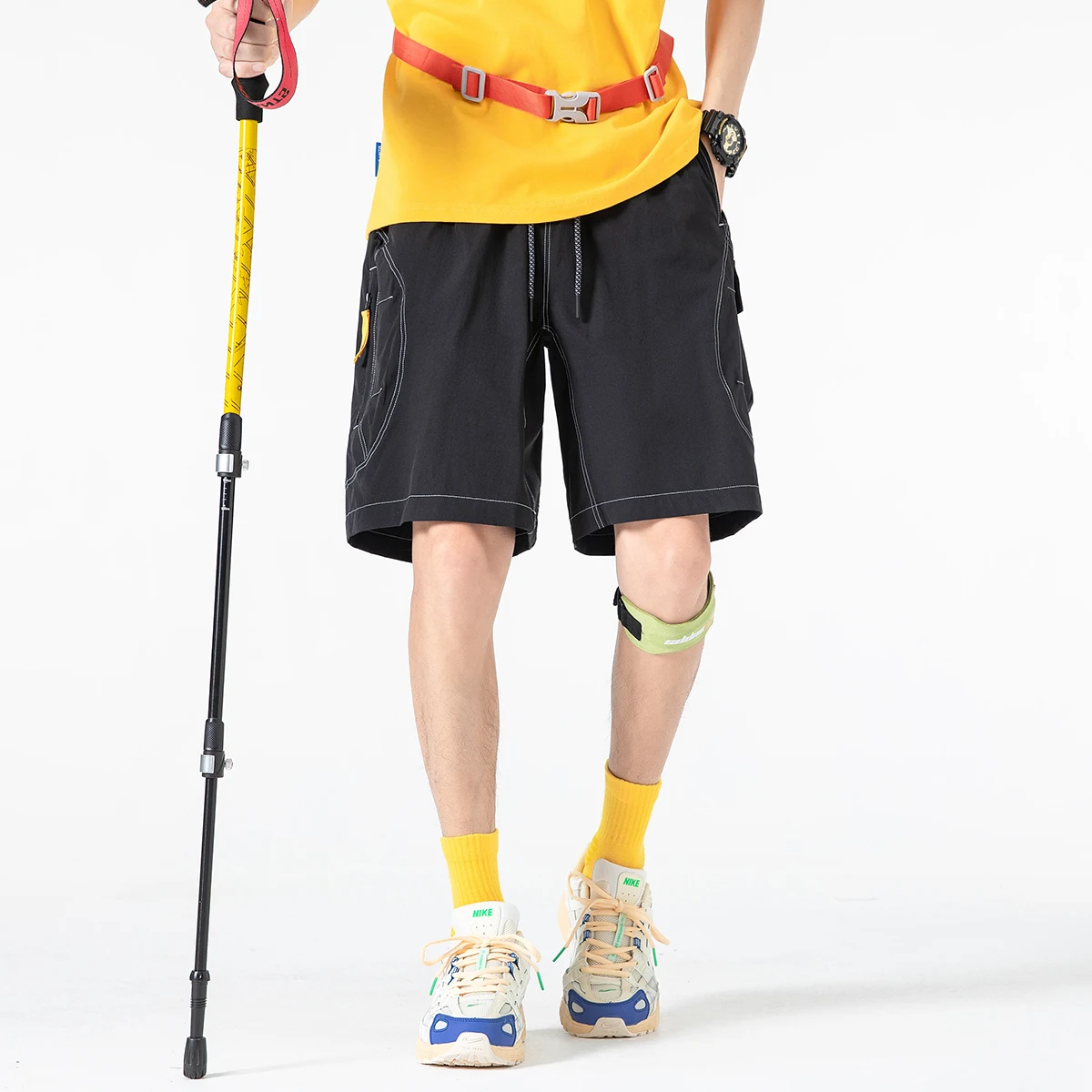 

Мужские спортивные шорты для активного отдыха, водонепроницаемые, быстросохнущие, дышащие, однотонные, для походов, свободного кроя, модные рабочие шорты