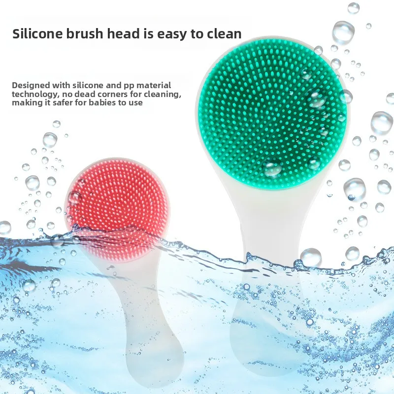 Baby Silicone Bath Brush Baby Multi functional Silicone Hair Wash Brush with Comb Bath Massage Brush