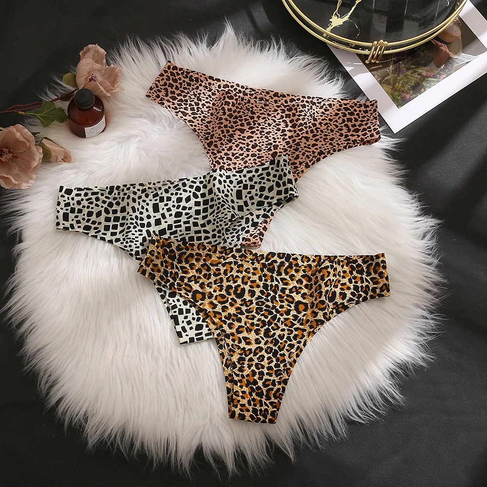 WarmSteps 3Pcs/Set Brazilian Panties for Women Underwear Leopard Women\'s Panties Sexy G Strings Thongs Seamless Female Underwear