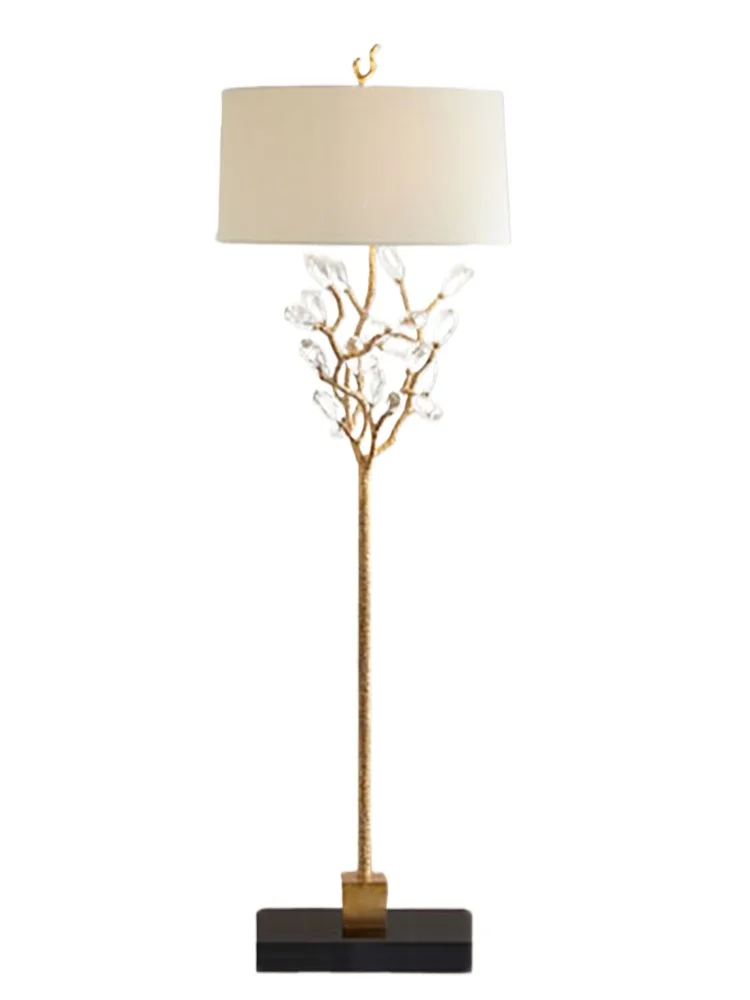 

All-copper crystal coral tree table lamp floor lamp imported marble European French high-end luxury living room lamp