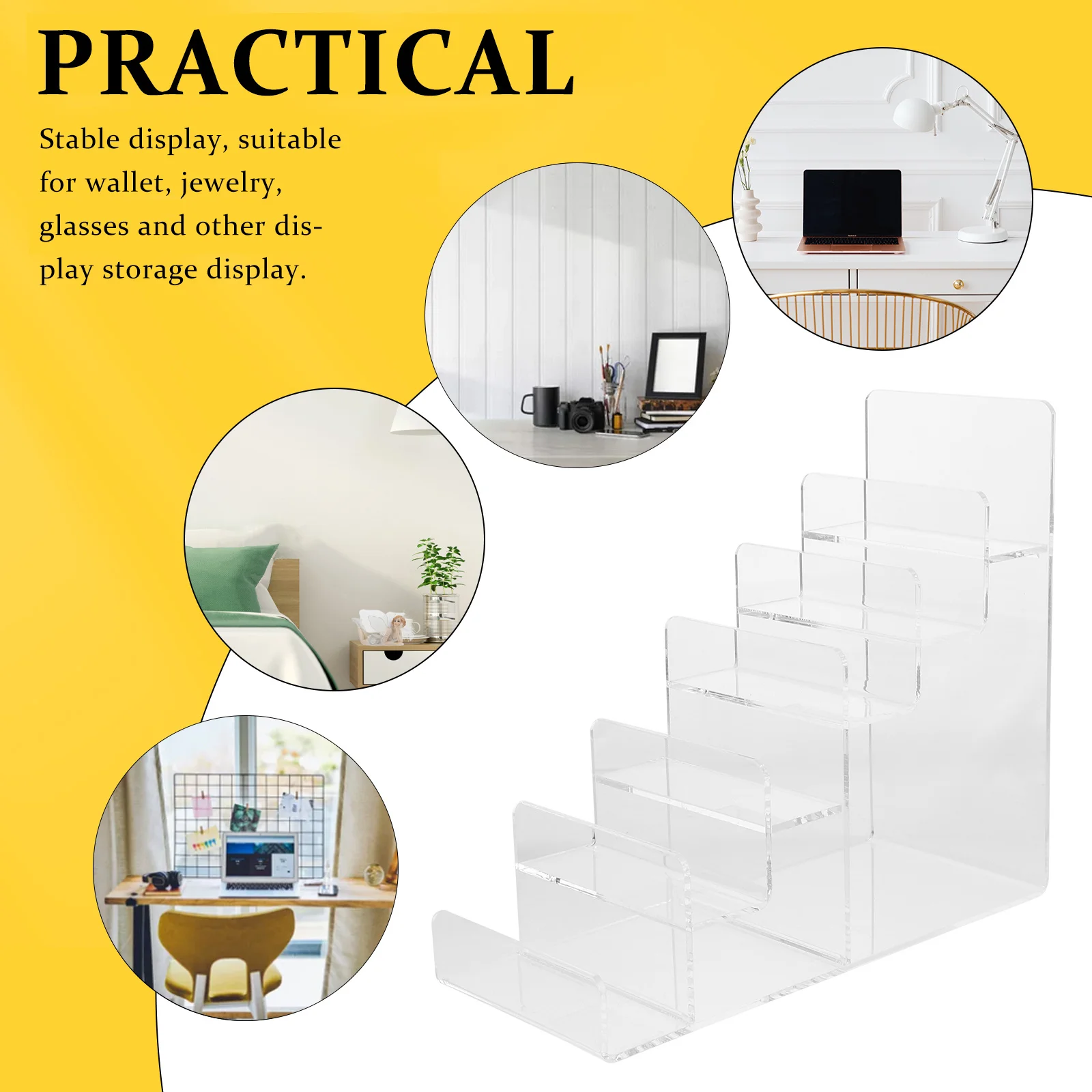 

Acrylic Trapezoidal Storage Rack for Wallets Sunglasses Makeup Organizers Collection Display Shelf Jewelry Holder Stand