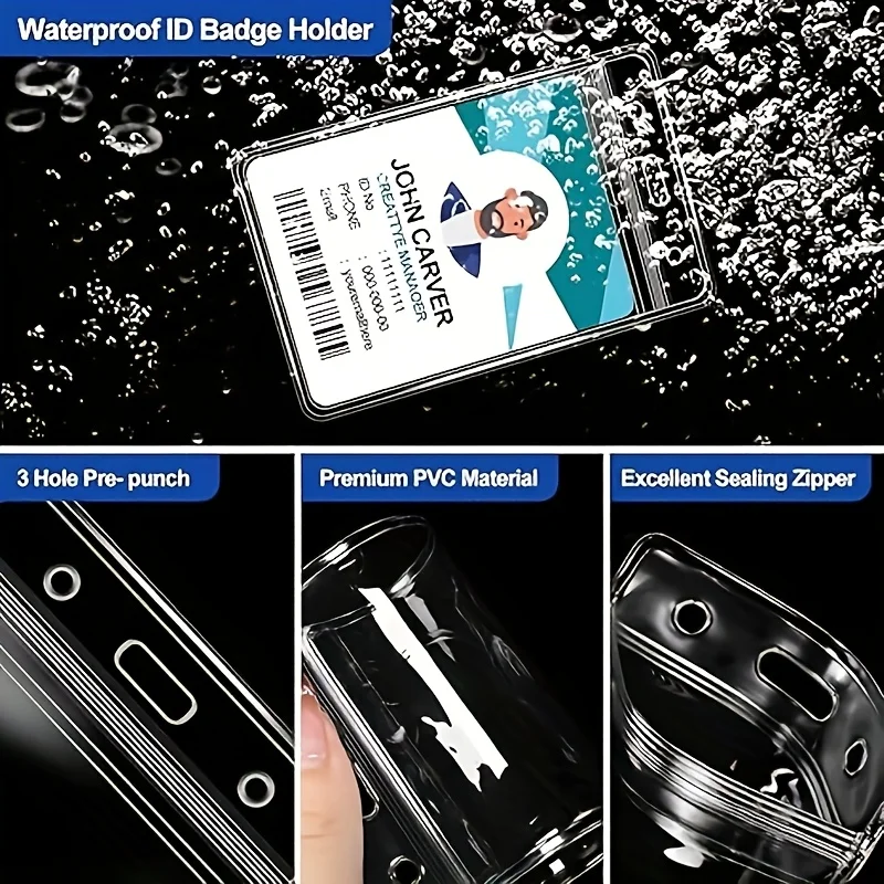 Strapazierfähiges Kunststoff-Halsband mit Drehclip, wasserdicht, wiederverwendbar, mit transparentem Namensschild für Schule, Büro, Veranstaltungen – Detail 3