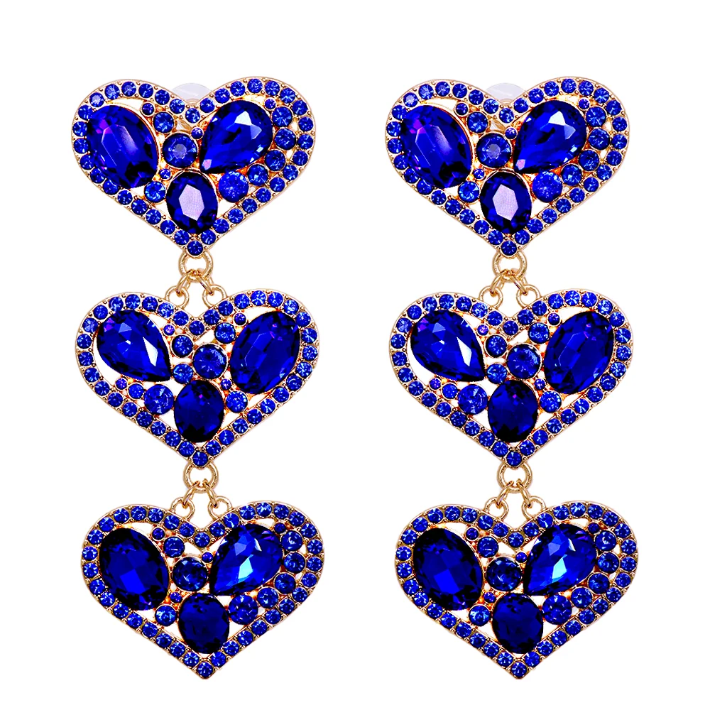 JURAN Statement Blue Series Dangle Drop Earrings Fashion Crystal Rhinestone Earrings for Women Elegant Party Jewelry Accessories