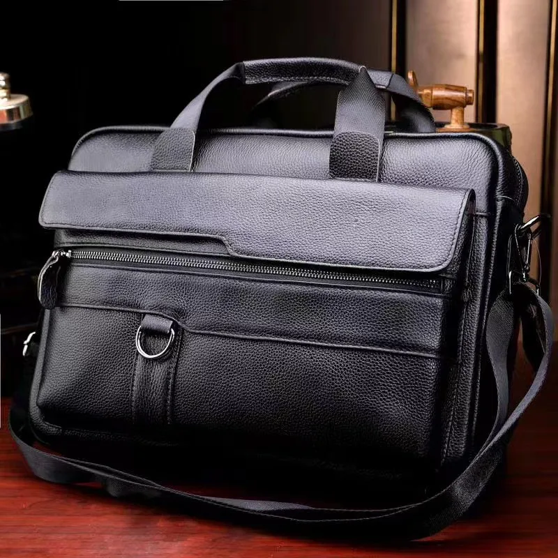 Luggage Male Business Briefcase Travel Bags First Layer Cowhide Genuine Leather Laptop Computer Handbag Inclined  Shoulder Pack