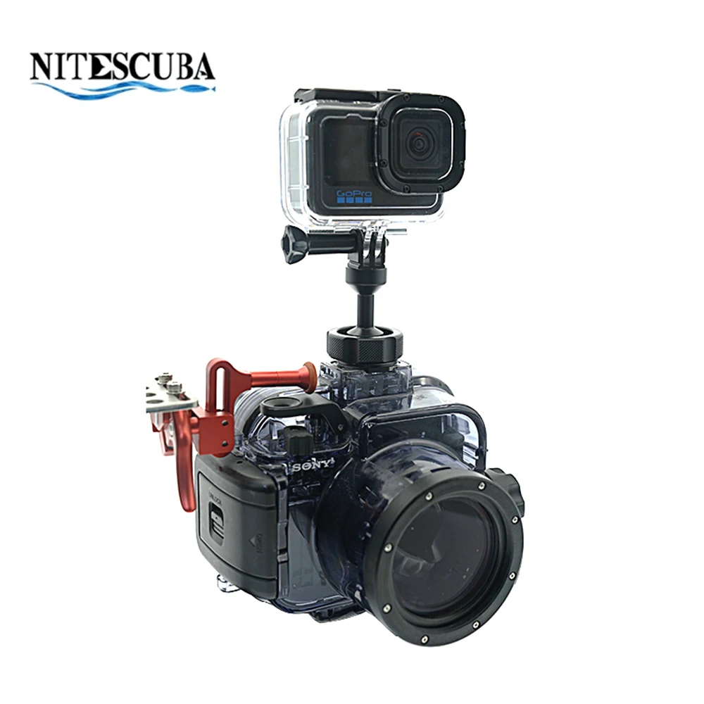 NiteScuba-Support de montage pour boule Gopro, pince papillon, lumière stroboscopique, adaptateur de photographie sous-marine, clip à 2 trous