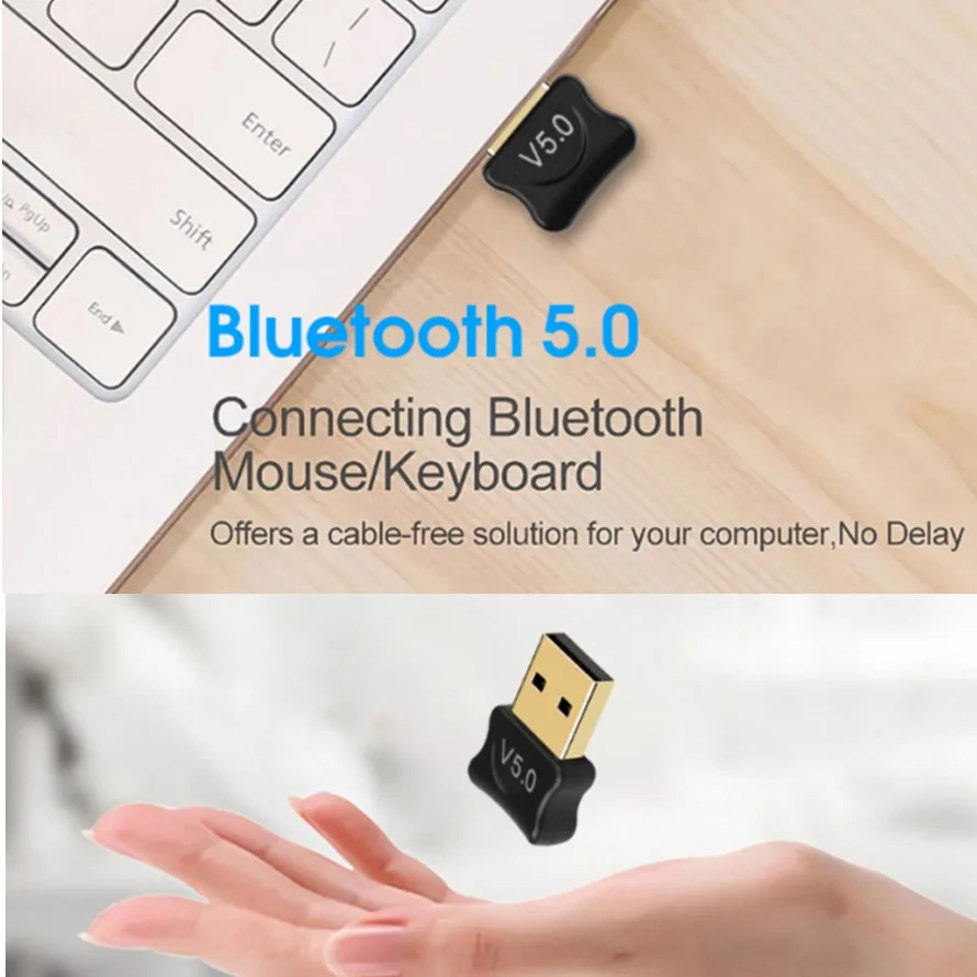 Adaptador Dongle USB Bluetooth 5,0, receptor de transmisiones inalámbrico Bluetooth para PC, portátil, teclado, tableta, teléfono, impresora, altavoz de juego