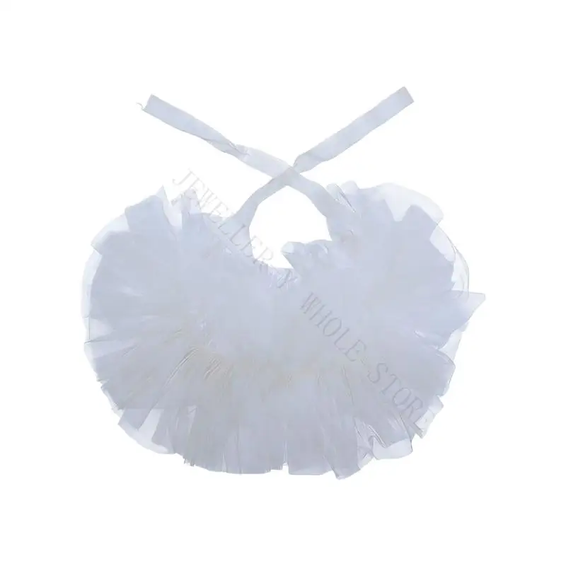 R7UF Elegant Ruffled Choker Collar Victorian Lace Collar Neck Ruff Jabot For Women