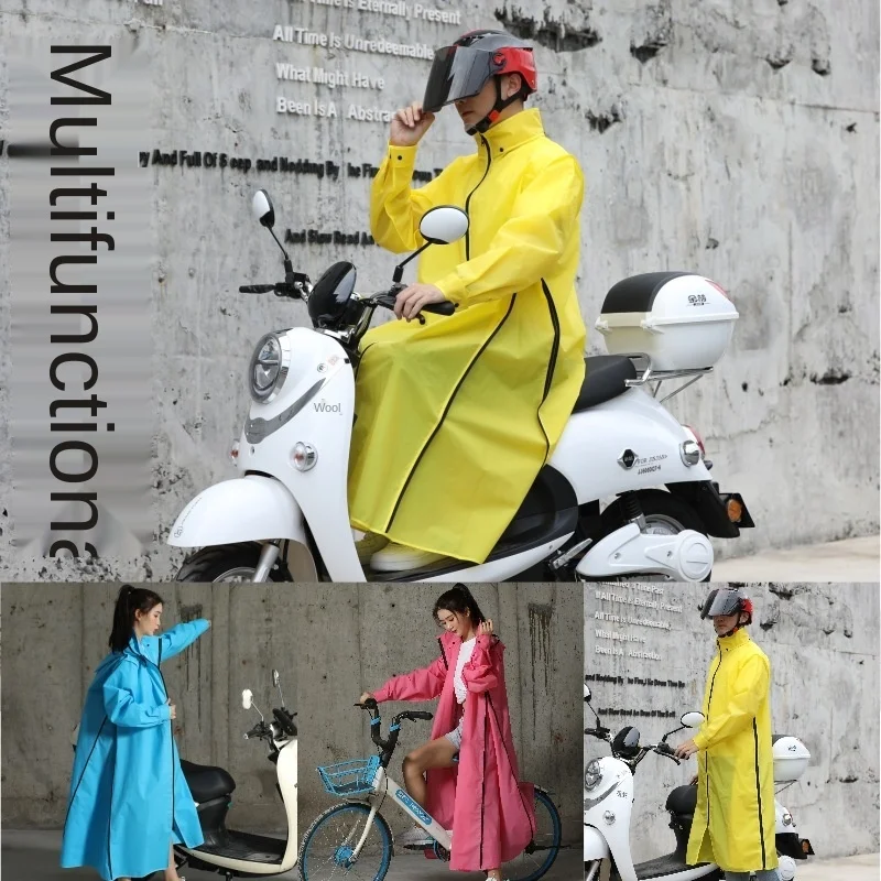 Hot Sale EVA Raincoat Women/Men Zipper Hooded Poncho Motorcycle Rainwear Long Style Hiking Poncho Environmental Rain Jacket