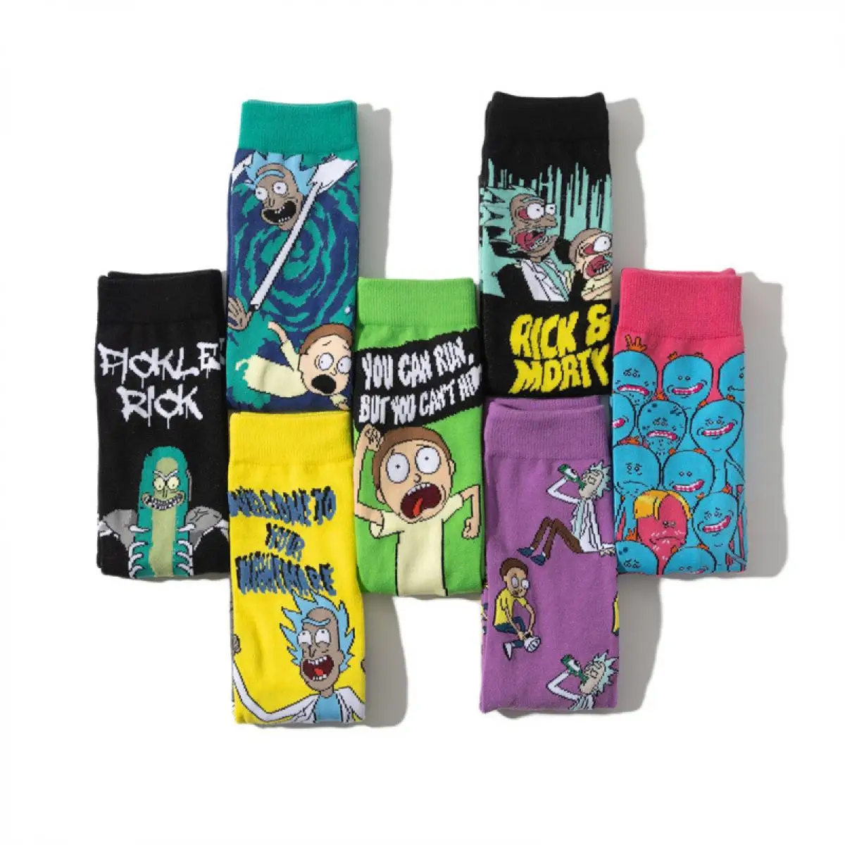 2024New Four Seasons Men\'s Cotton Anime Socks Cartoon Women\'s Mid-Calf Socks Animated Teemo and Rick Comic Socks