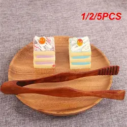 1/2/5PCS Bamboo Cooking Kitchen Tongs Food BBQ Tool Salad Bacon Steak Bread Cake Wooden Clip Home Kitchen Utensil