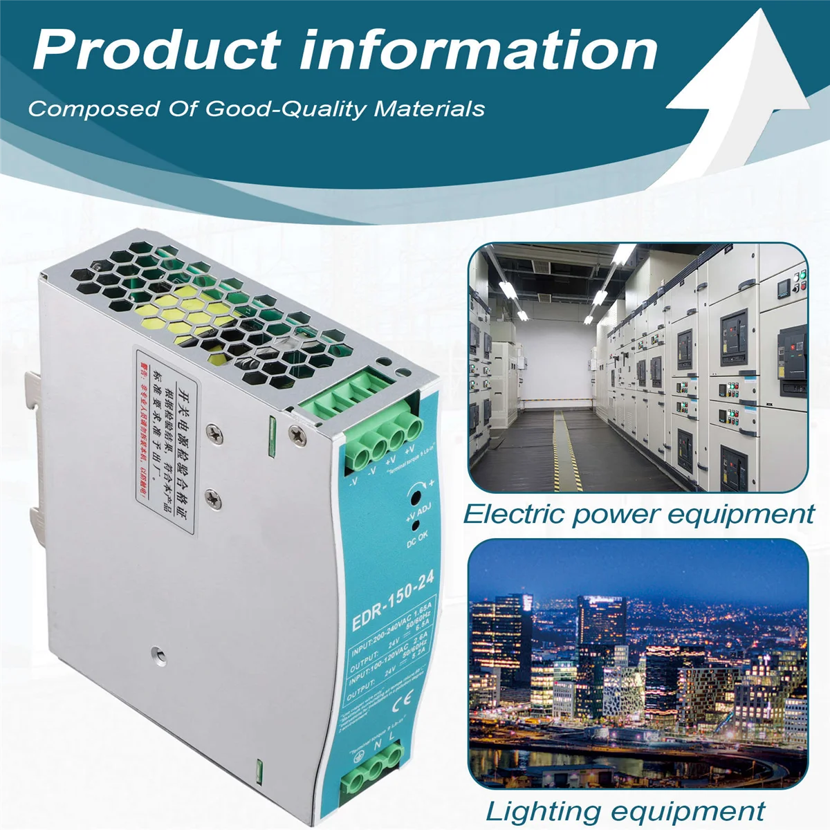 

【Buy&It$Now】EDR-150W-24V 24V 150W Din Rail Power Supply Ac-Dc Driver Voltage Regulator Power Suply 100V-240V
