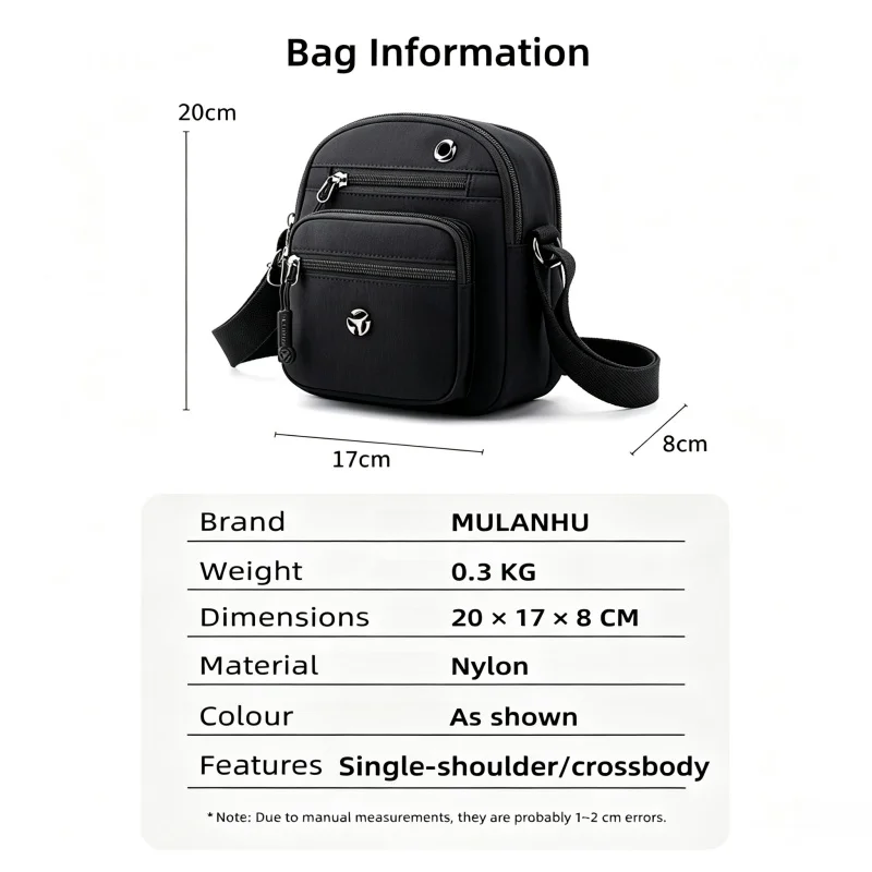 Women Crossbody Bag Multi Pockets Small Square Shoulder Bag With Earphone Hole Casual Versatile Portable Daily Commute Handbag