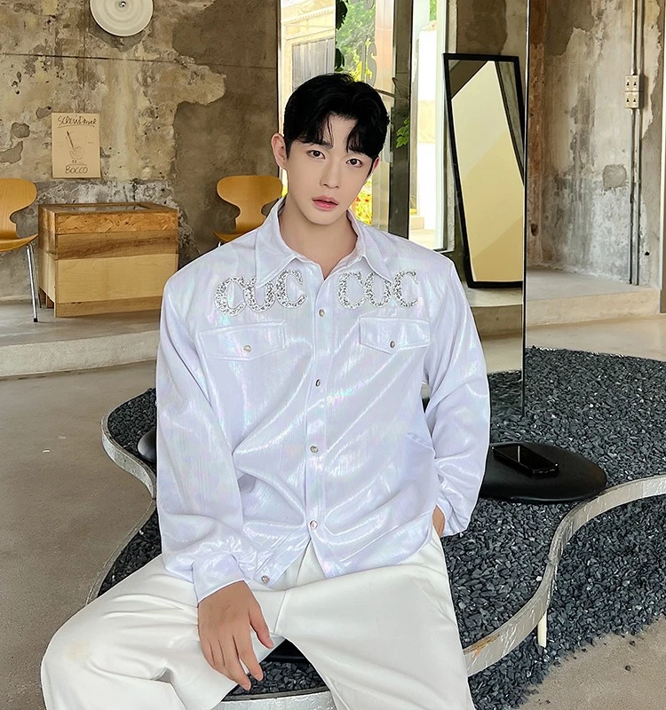 Losse oulder gewatteerde lange Sve heren irt trendy all-match open vest bovenkleding letter warmteoverdracht ontwerp