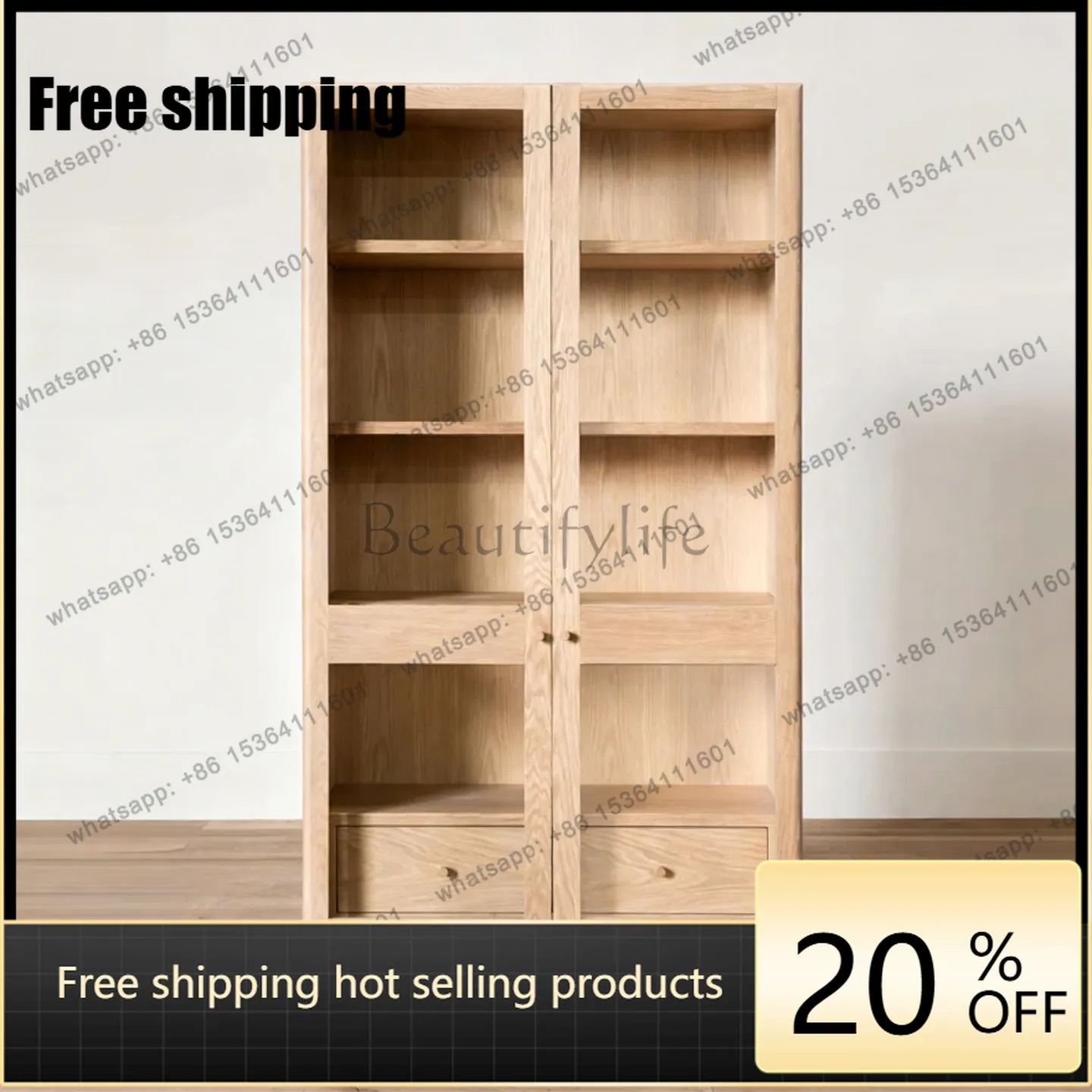 hot  American retro side cabinet ash wood old living room display locker