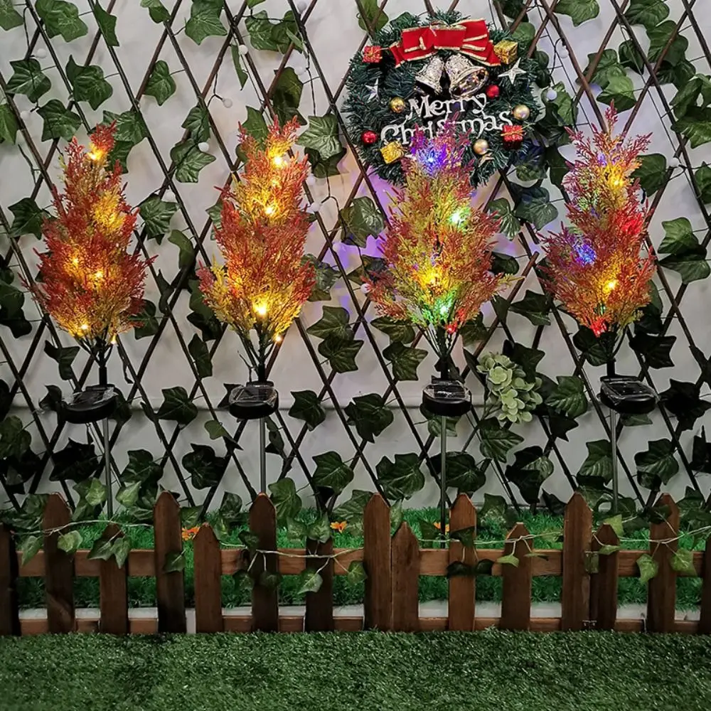 다채로운 태양광 소나무 램프 방수 사실적인 풍경 잔디 램프 무선 지면 설치 크리스마스 정원 바닥 램프