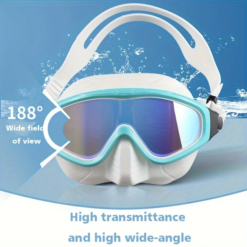 

Широкоугольная силиконовая маска для дайвинга с углом обзора 180 °, водонепроницаемые незапотевающие очки для плавания с подводным плаванием и бесплатным нырянием