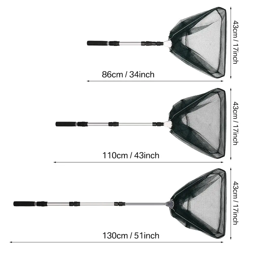 130CM Aluminum Alloy Fishing Net Telescoping Foldable Landing Net Retractable Pole for Carp Fishing Tackle Catching Releasing