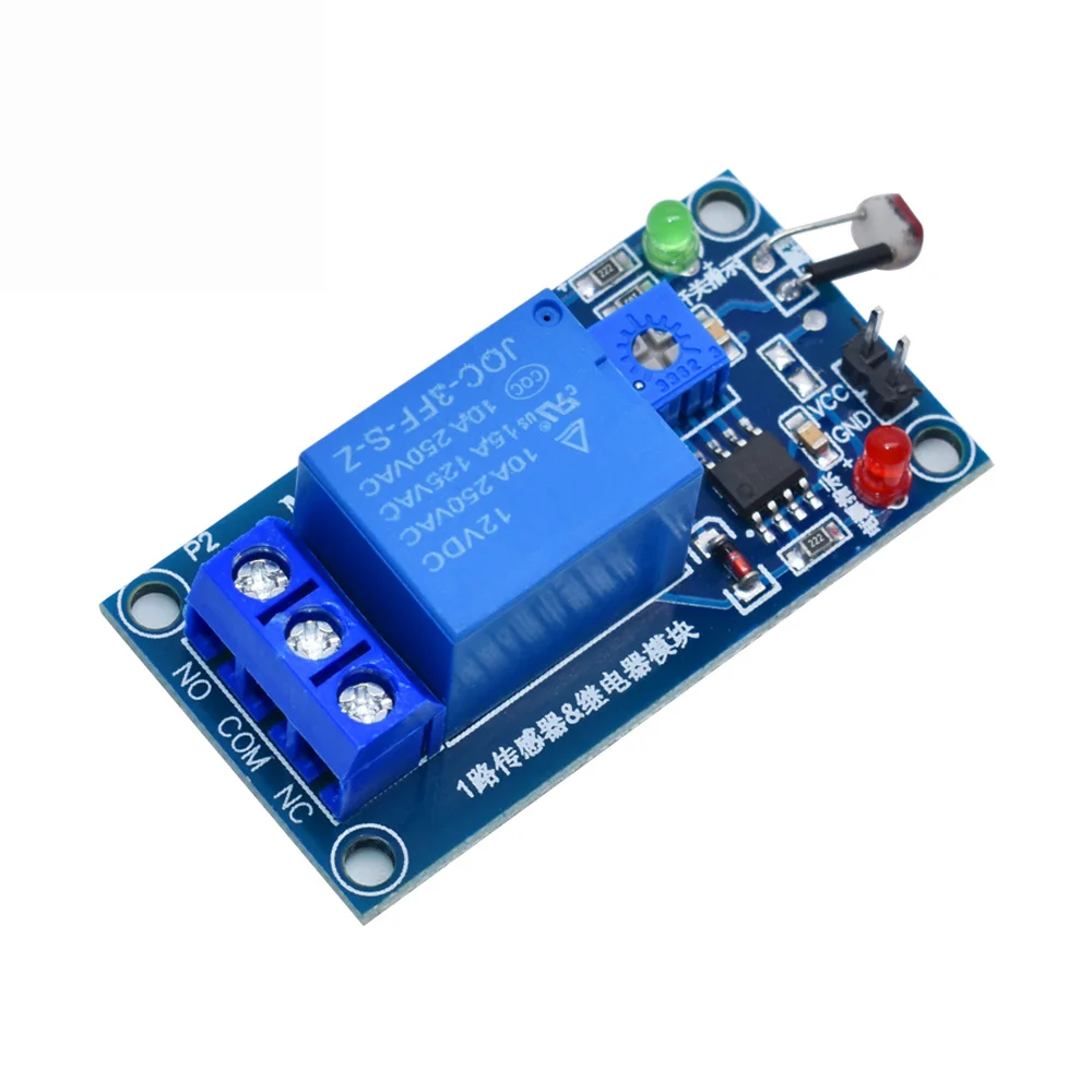 Interruptor  Sensor fotointerruptor  luz  5V y 12V, módulo  relé fotorresistor LDR, placa  Sensor fotosensible  tección  luz