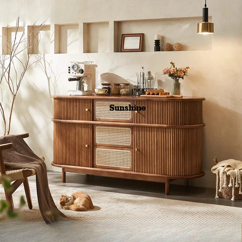 

Nordic solid wood locker Japanese retro small apartment storage entrance cabinet