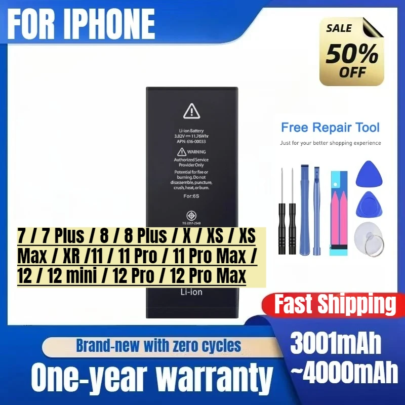 

Applicable To Apple Replacement Phone Battery 11/12/13/14Pro High Capacity Battery Replacement Batteries with Tools