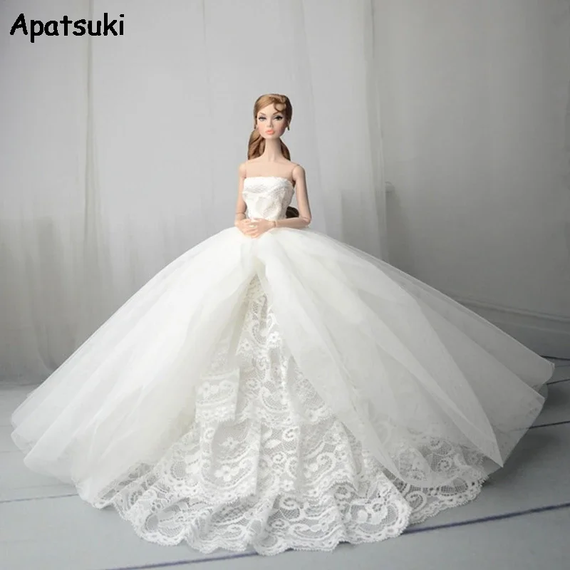Abito da sposa fatto a mano in pizzo bianco per abiti da bambola Barbie abiti da sera principessa abito da ballo da ballo accessori per bambole