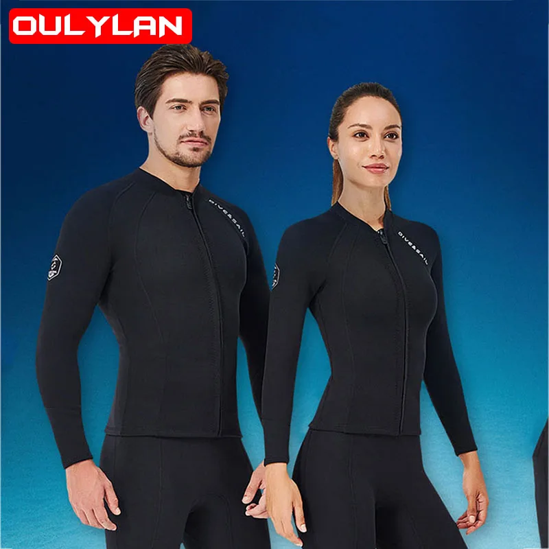 

Новый Неопреновый гидрокостюм для дайвинга для женщин с разрезом Топ с длинным рукавом Куртка для подводного плавания с защитой от холода теплая зимняя куртка для плавания мужские купальники