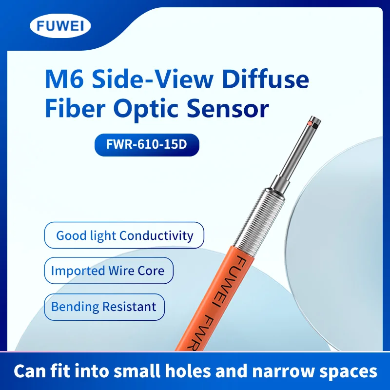 FWR-610-15D R25 M6 Bending Resistance Diffuse Reflection Fiber Optical Sensor