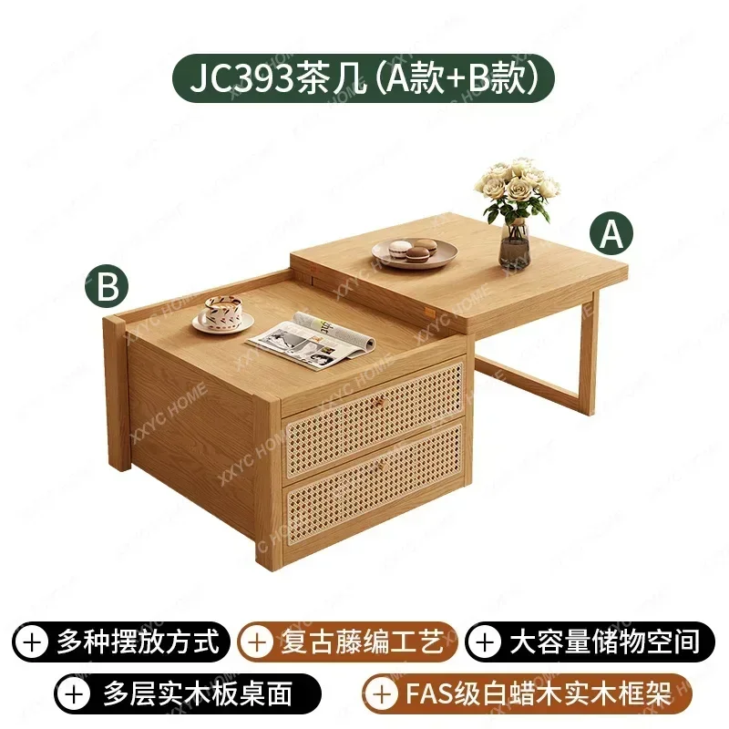 

Складной чайный столик для маленькой квартиры, современный простой подъемный чайный столик из массива дерева, многофункциональный чайный столик двойного назначения, комбинированный