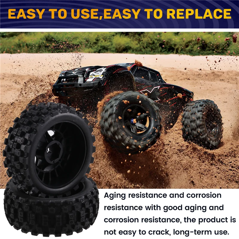 FBIL-4Pcs Gummi Reifen Reifen Für ARRMA1/18 2S TYPHON GROM RC Auto Upgrade Teile Zubehör
