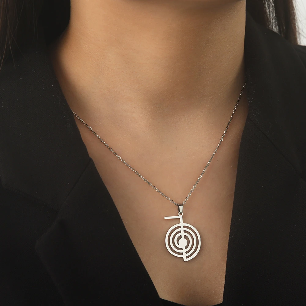 Reiki Cho Ku Rei Halskette Heilung Energie Yoga Power Anhänger Heilige Geometrie Schutz Amulett Edelstahl Schmuck Amulette für Glück und Schutz mächtige Amulette geistiger Schutz Reiki Heilmittel – Detail 6
