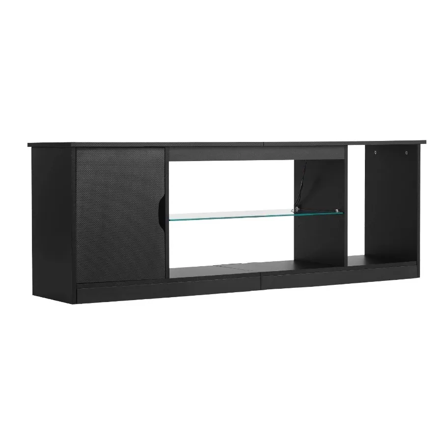 TV Stand for TVs up to 65 in Modern Entertainment Center with Glass Shelf