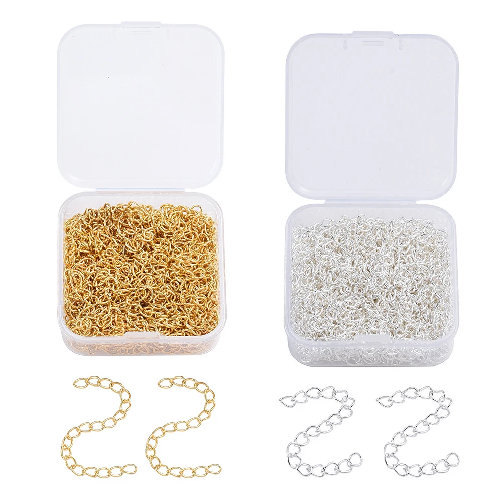 

Iron Extension Chain 2 Boxes DIY Jewelry Accessories Cable Necklace Extender Durable Twisted Chains Spool Craft Supply Storage
